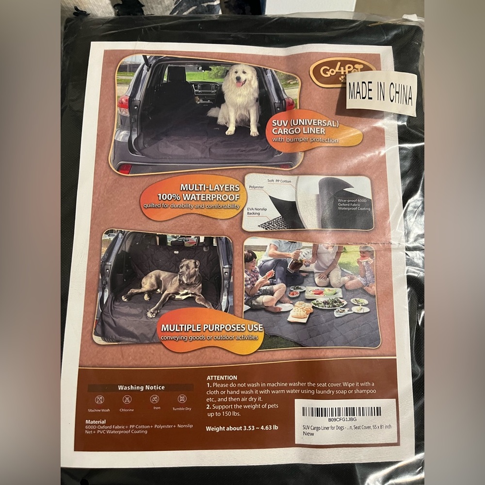 Universal car liner for pets 100% waterproof